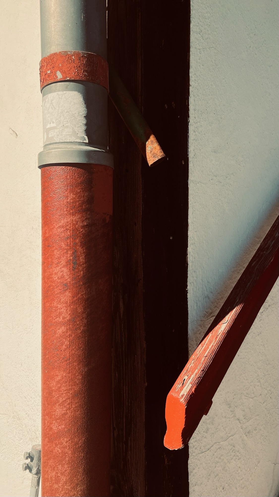 Ecke des Holzhauses